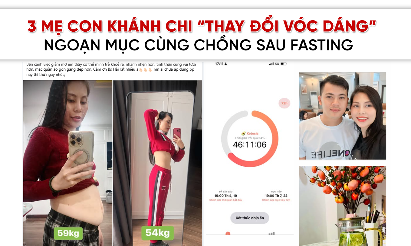Mẹ 3 con Khánh Chi “thay đổi vóc dáng” ngoạn mục cùng chồng sau fasting
