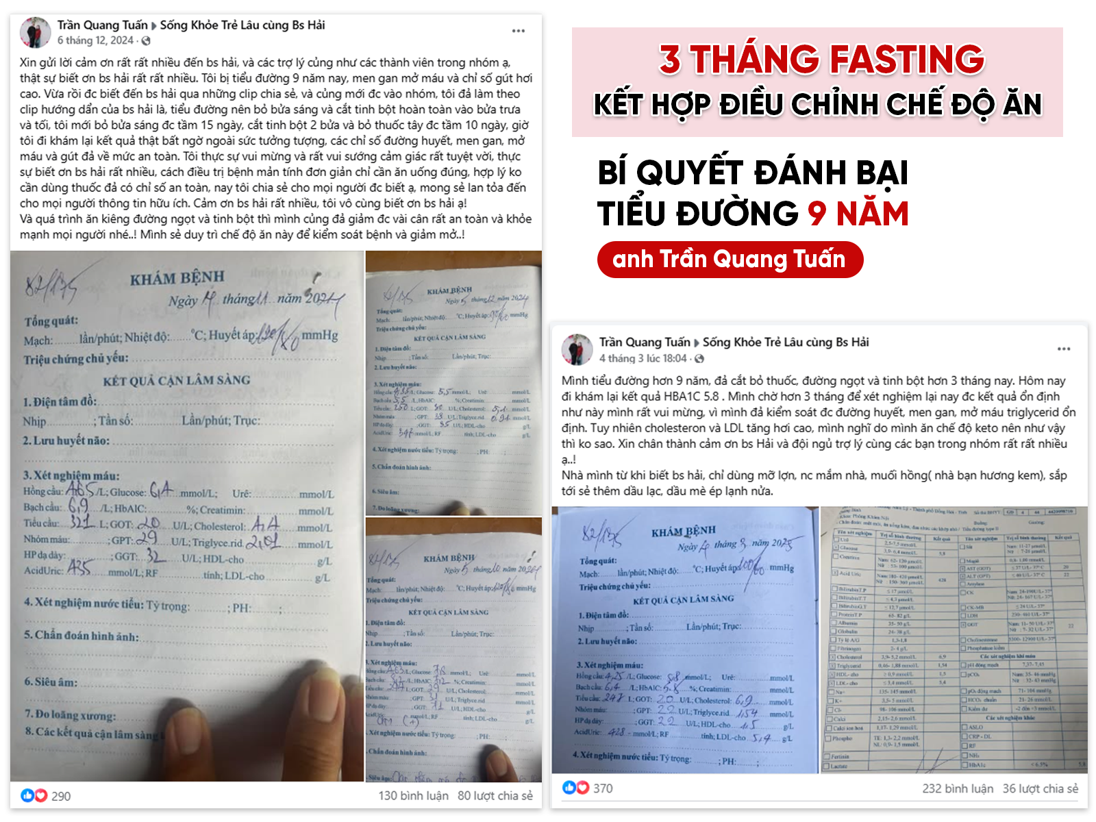 3 tháng Fasting kết hợp điều chỉnh chế độ ăn – Bí quyết đánh bại tiểu đường 9 năm của anh Tuấn